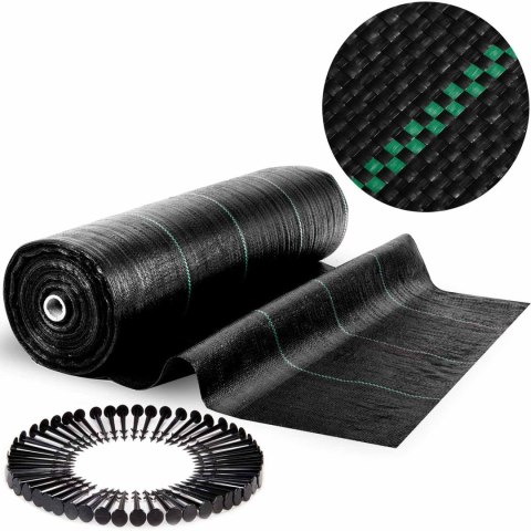 Agrotkanina ogrodowa 1,6 m x 50 m 90 g/m2 + 50 szpilek Plonos - czarna