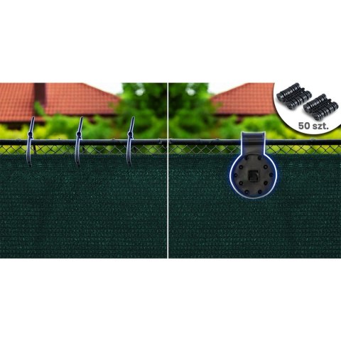 Siatka cieniująca 1,2x50m 140g/m2 + 50 zacisków zielona