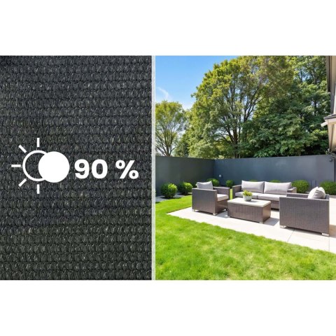 Siatka cieniująca 1,5x25m 140g/m2 + 50 zacisków szara