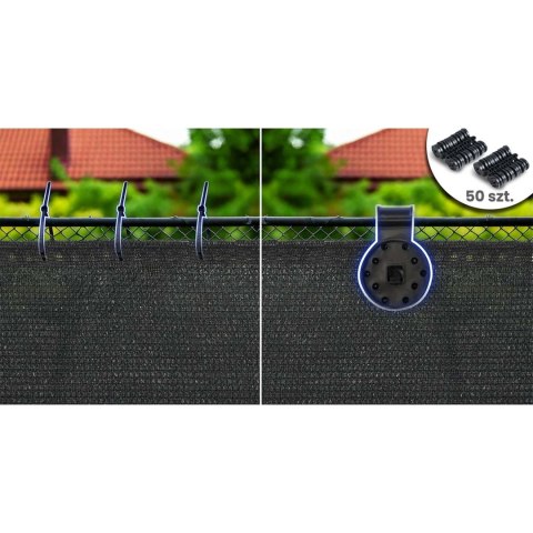 Siatka cieniująca 1,5x25m 140g/m2 + 50 zacisków szara