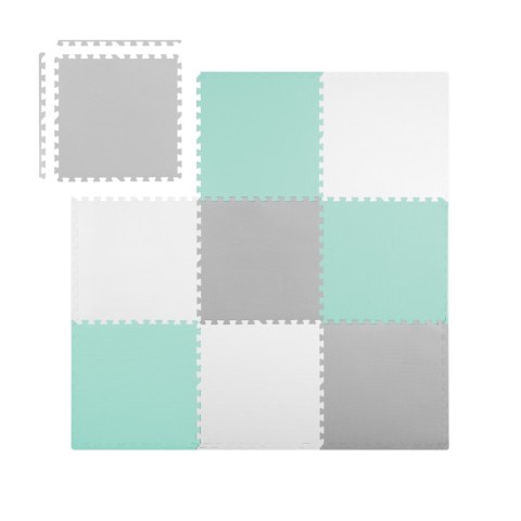 Duża mata piankowa puzzle Ricokids 180x180cm 9 szt szaro-turkusowa