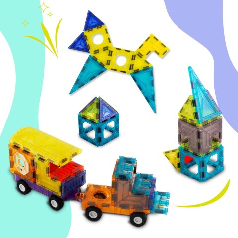Klocki magnetyczne edukacyjne konstrukcyjne 71 szt RK-782 Ricokids
