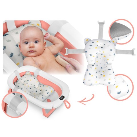 Wanienka składana dla dzieci, niemowląt z termometrem i wkładką Ricokids RK-287 biało-różowa