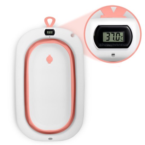 Wanienka składana dla dzieci, niemowląt z termometrem i wkładką Ricokids RK-287 biało-różowa