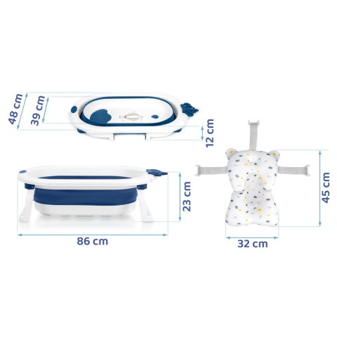 Wanienka składana dla dzieci, niemowląt z wkładką Ricokids RK-286 biało-niebieska