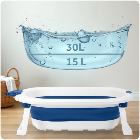 Wanienka składana dla dzieci, niemowląt z wkładką Ricokids RK-286 biało-niebieska