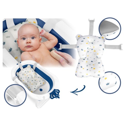 Wanienka składana dla dzieci, niemowląt z wkładką Ricokids RK-286 biało-niebieska