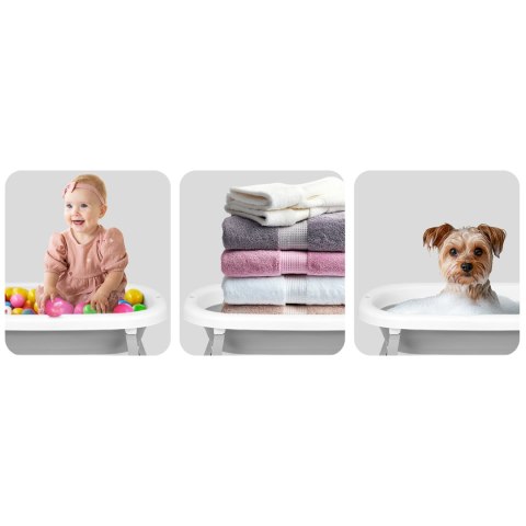 Wanienka składana dla dzieci, niemowląt ze stelażem, termometrem i wkładką Ricokids RK-287 biało-szara