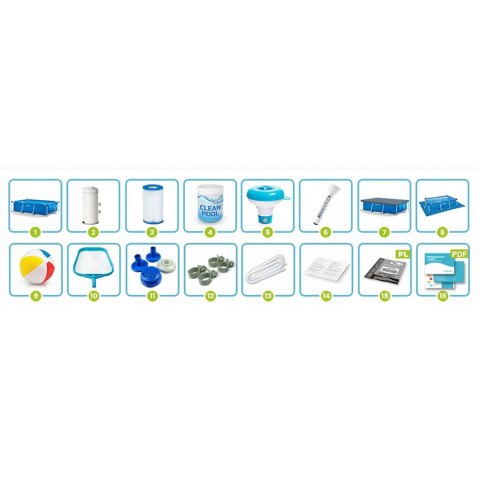 Basen ogrodowy stelażowy 450 x 220 x 84 cm 15w1 INTEX 28273