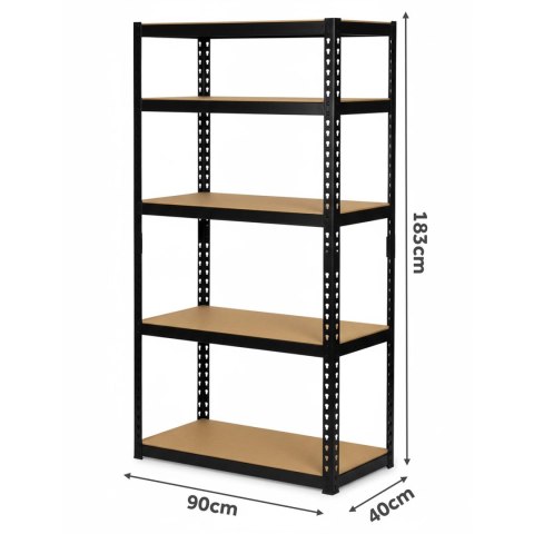 Regał metalowy magazynowy 183 x 90 x 40 cm Humberg HR-853 czarny
