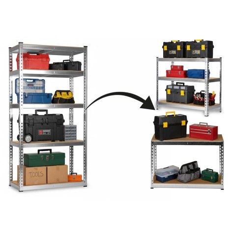 Regał metalowy magazynowy 183 x 90 x 40 cm Humberg HR-853 srebrny