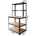 Regał metalowy stół warsztatowy 180 x 100 x 60 cm Humberg HR-855 czarny