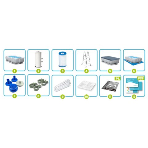 Basen ogrodowy stelażowy Prism Frame 488 x 244 x 107 cm 6w1 INTEX 26792