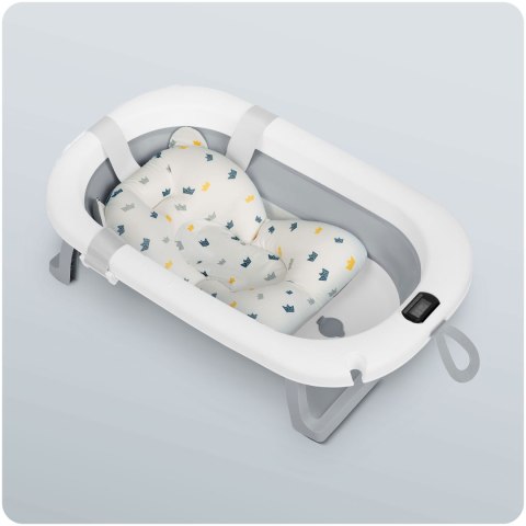 Wanienka składana dla dzieci, niemowląt z termometrem i wkładką Ricokids RK-287 biało-szara