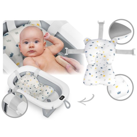 Wanienka składana dla dzieci, niemowląt z termometrem i wkładką Ricokids RK-287 biało-szara