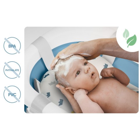 Wanienka składana dla dzieci, niemowląt ze stelażem, termometrem i wkładką Ricokids RK-287 biało-niebieska