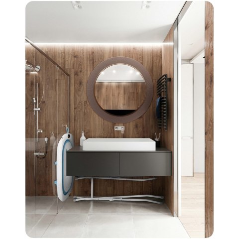 Wanienka składana dla dzieci, niemowląt ze stelażem, termometrem i wkładką Ricokids RK-287 biało-niebieska