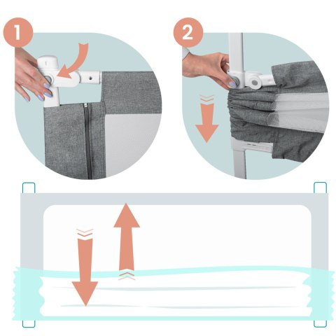 Barierka ochronna do łóżka zabezpieczająca bramka blokada 180 cm Nukido NK-227 szara