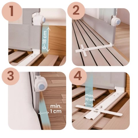 Barierka ochronna do łóżka zabezpieczająca bramka blokada 180 cm Nukido NK-228 szara