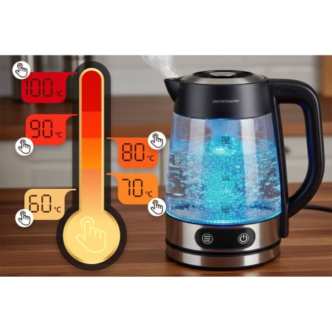Czajnik elektryczny szklany z regulacją temperatury 1,8l 2200W Berdsen BD-715