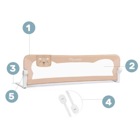 Barierka ochronna do łóżka 150 x 42 x 35 cm Nukido beżowa