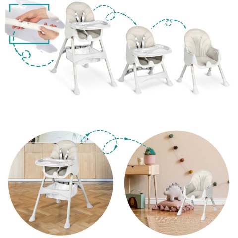 Krzesełko do karmienia ze stolikiem + śliniaczek Milo Ricokids szary
