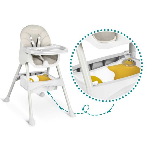 Krzesełko do karmienia ze stolikiem + śliniaczek Milo Ricokids szary