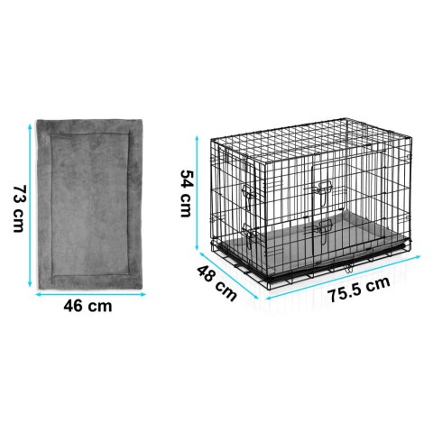 Metalowa klatka kennelowa dla psa + legowisko 75 x 45 x 54 cm PH-200