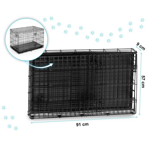 Metalowa klatka kennelowa dla psa + legowsko 91 x 57 x 62 cm PH-201