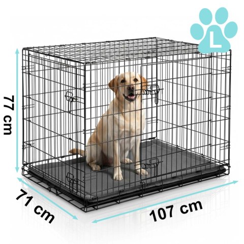Metalowa klatka kennelowa kojec dla psa + legowisko 107 x 71 x 77 cm PH-202