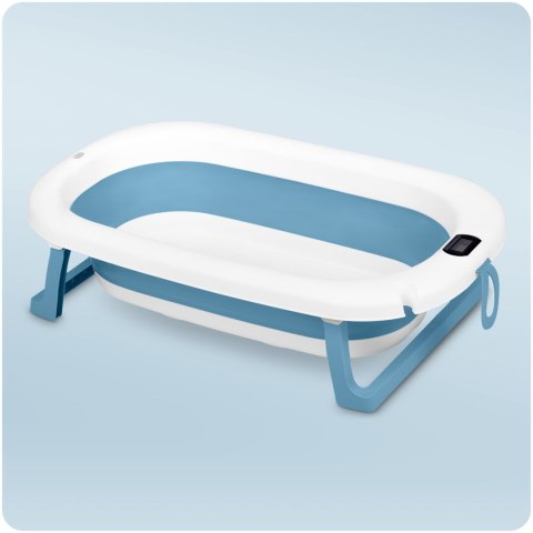 Wanienka składana dla dzieci, niemowląt z termometrem i wkładką RK-287 biało-niebieska