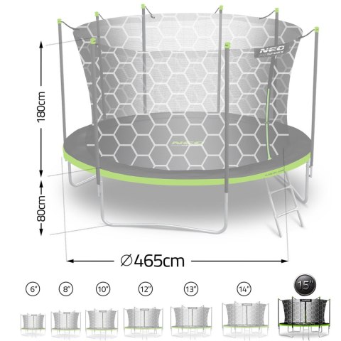 Trampolina ogrodowa 15ft/465cm z siatką wewnętrzną i drabinką Neo-Sport Trampolina ogrodowa 15ft/465cm z siatką wewnętrzną i drabinką Neo-Sport