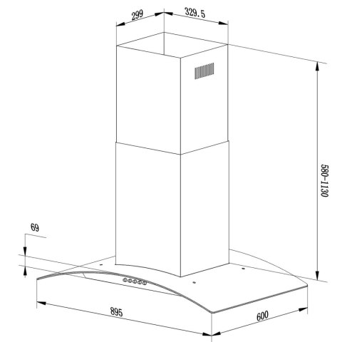 Okap kuchenny wyspowy 90 cm Berdsen BT-224
