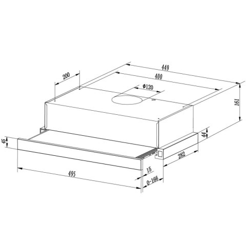 Okap kuchenny teleskopowy 50cm Inox BT-233 Okap kuchenny teleskopowy 50cm Inox BT-233