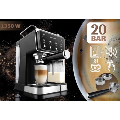 Ekspres do kawy kolbowy spieniacz do mleka 20 bar Berdsen BD-773 czarny