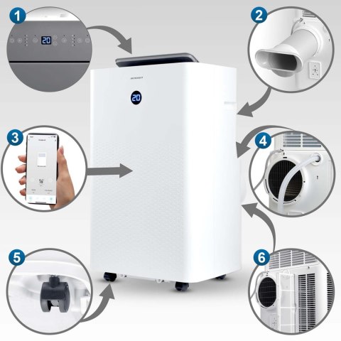 Klimatyzator przenośny 14000 BTU osuszacz grzanie WiFi 37l/24h Berdsen BD-583