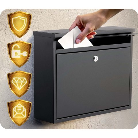 Skrzynka na listy 37,5x30,5x12 cm czarna HM-860