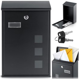 Skrzynka na listy 39x25,5x12 cm czarna HM-864