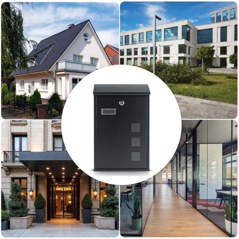 Skrzynka na listy 39x25,5x12 cm czarna HM-864