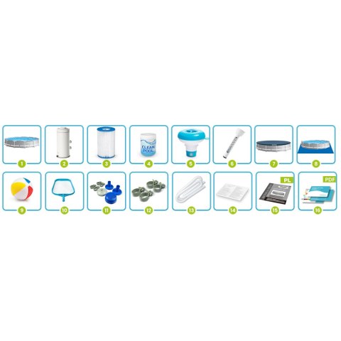 Basen ogrodowy stelażowy 366 x 76 cm 16w1 INTEX 26712