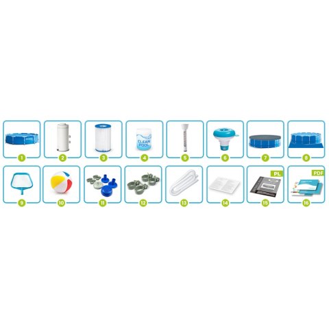Basen ogrodowy stelażowy 366 x 76 cm 16w1 INTEX 28212