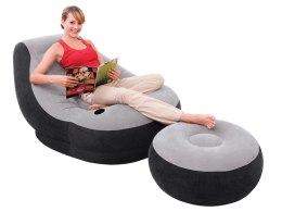 Fotel welurowy z podnóżkiem 130 x 99 x 76 cm INTEX 68564