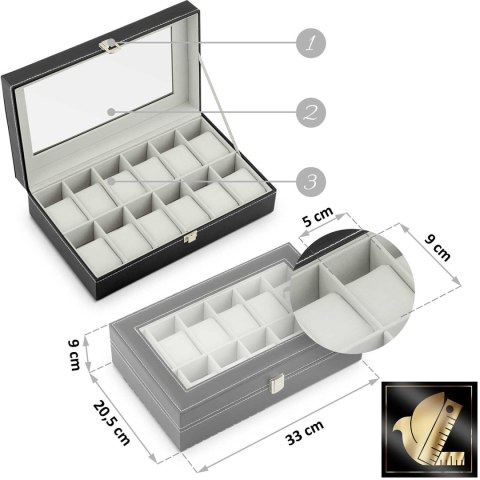 Szkatułka na 12 zegarków Massido MS-710 czarno-beżowa