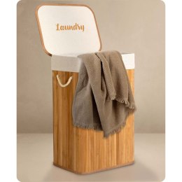 Bambusowy kosz na pranie bieliznę z pokrywą 72 l Massido