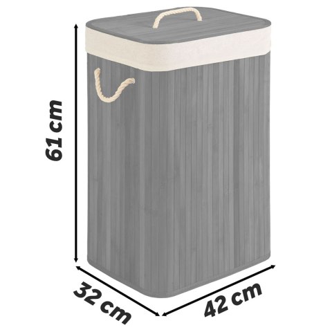 Bambusowy kosz na pranie bieliznę z pokrywą 72 l Massido