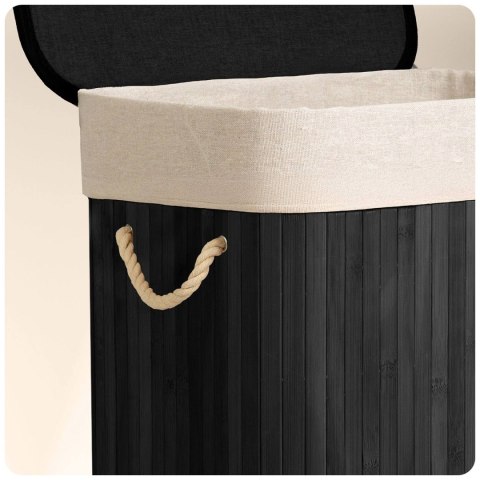 Bambusowy kosz na pranie bieliznę z pokrywą 72 l Massido