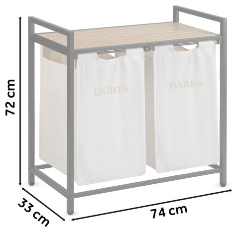 Kosz na pranie bieliznę dwukomorowy na stelażu 80 l Massido