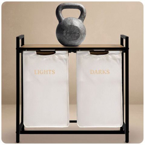 Kosz na pranie bieliznę dwukomorowy na stelażu 80 l Massido