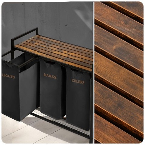 Kosz na pranie bieliznę trzykomorowy na stelażu 120 l Massido