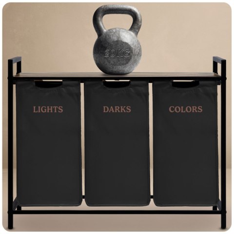 Kosz na pranie bieliznę trzykomorowy na stelażu 120 l Massido